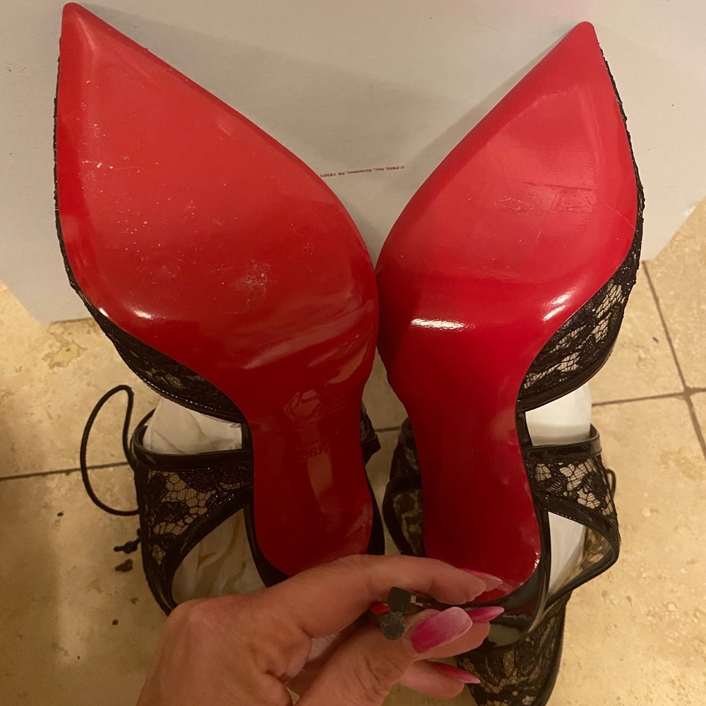 💖 NWT Louboutin sexy black lace up heels! - Picture 3 of 9